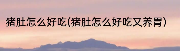 猪肚怎么好吃(猪肚怎么好吃又养胃)