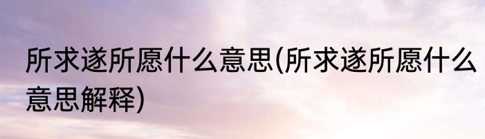 所求遂所愿什么意思(所求遂所愿什么意思解释)