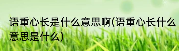 语重心长是什么意思啊(语重心长什么意思是什么)
