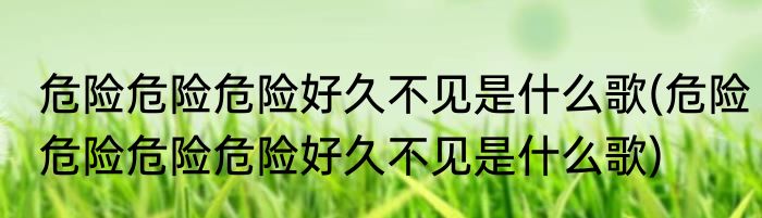 危险危险危险好久不见是什么歌(危险危险危险危险好久不见是什么歌)