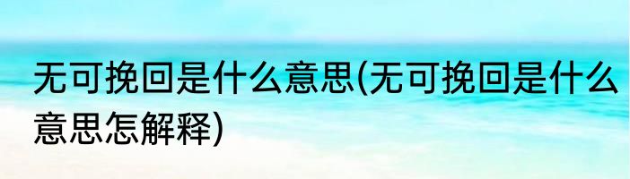 无可挽回是什么意思(无可挽回是什么意思怎解释)