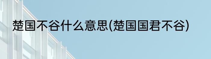 楚国不谷什么意思(楚国国君不谷)