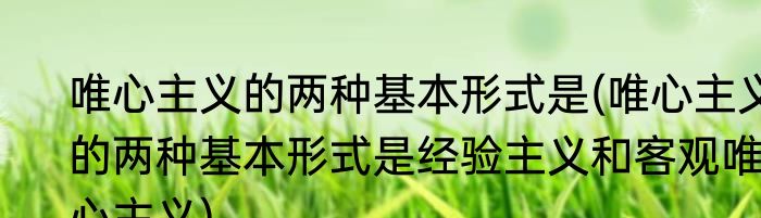 唯心主义的两种基本形式是(唯心主义的两种基本形式是经验主义和客观唯心主义)
