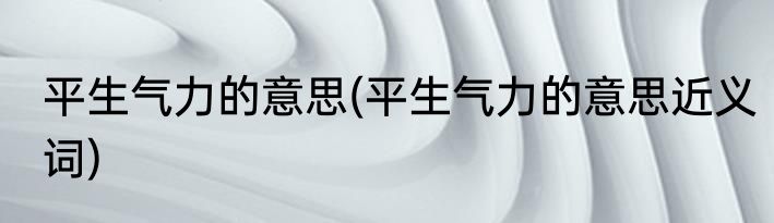 平生气力的意思(平生气力的意思近义词)