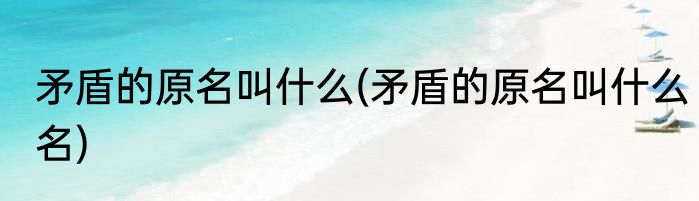 矛盾的原名叫什么(矛盾的原名叫什么名)