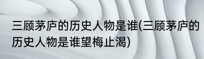 三顾茅庐的历史人物是谁(三顾茅庐的历史人物是谁望梅止渴)