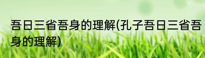 吾日三省吾身的理解(孔子吾日三省吾身的理解)