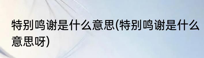 特别鸣谢是什么意思(特别鸣谢是什么意思呀)