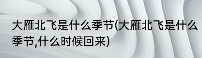 大雁北飞是什么季节(大雁北飞是什么季节,什么时候回来)