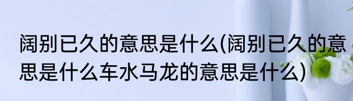 阔别已久的意思是什么(阔别已久的意思是什么车水马龙的意思是什么)