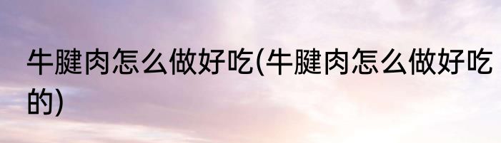 牛腱肉怎么做好吃(牛腱肉怎么做好吃的)