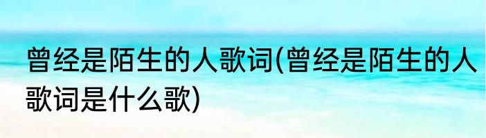 曾经是陌生的人歌词(曾经是陌生的人歌词是什么歌)