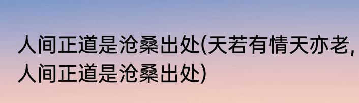 人间正道是沧桑出处(天若有情天亦老,人间正道是沧桑出处)
