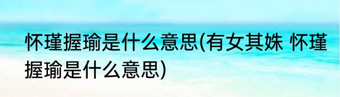 怀瑾握瑜是什么意思(有女其姝 怀瑾握瑜是什么意思)