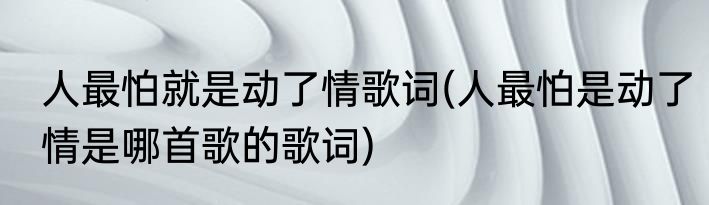 人最怕就是动了情歌词(人最怕是动了情是哪首歌的歌词)