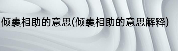 倾囊相助的意思(倾囊相助的意思解释)