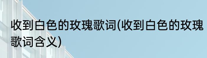 收到白色的玫瑰歌词(收到白色的玫瑰歌词含义)