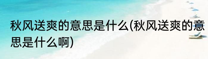 秋风送爽的意思是什么(秋风送爽的意思是什么啊)