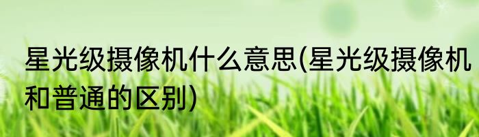 星光级摄像机什么意思(星光级摄像机和普通的区别)