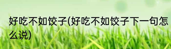 好吃不如饺子(好吃不如饺子下一句怎么说)