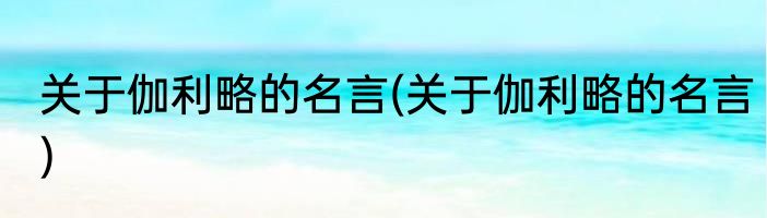 关于伽利略的名言(关于伽利略的名言)