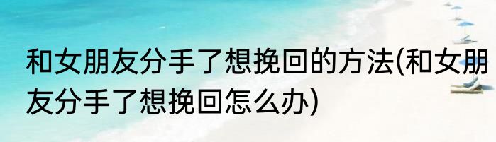 和女朋友分手了想挽回的方法(和女朋友分手了想挽回怎么办)