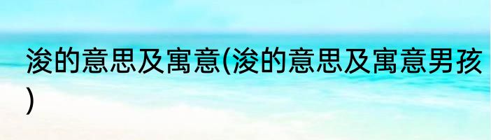 浚的意思及寓意(浚的意思及寓意男孩)