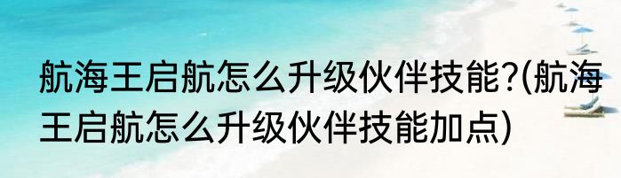 航海王启航怎么升级伙伴技能?(航海王启航怎么升级伙伴技能加点)