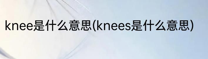 knee是什么意思(knees是什么意思)