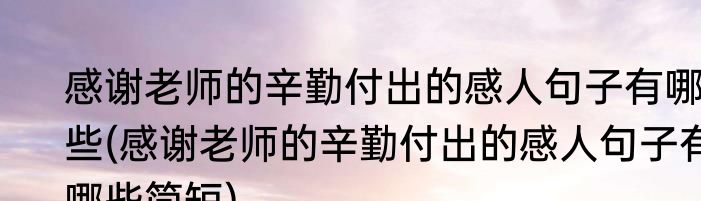 感谢老师的辛勤付出的感人句子有哪些(感谢老师的辛勤付出的感人句子有哪些简短)