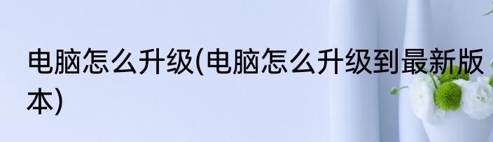 电脑怎么升级(电脑怎么升级到最新版本)