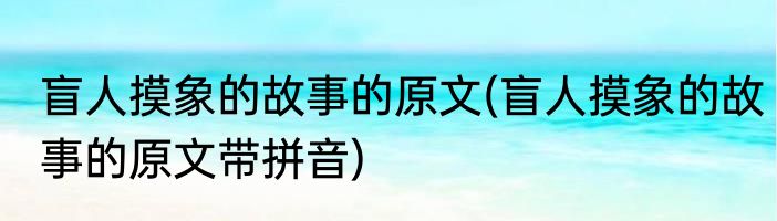 盲人摸象的故事的原文(盲人摸象的故事的原文带拼音)