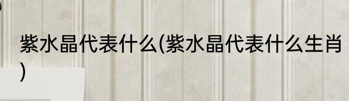 紫水晶代表什么(紫水晶代表什么生肖)