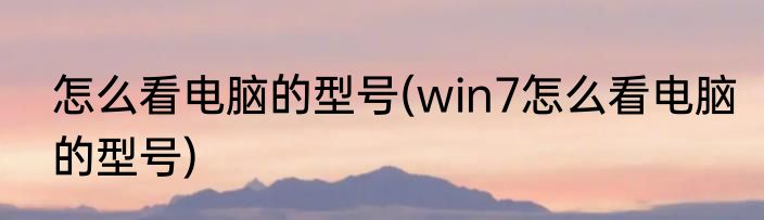 怎么看电脑的型号(win7怎么看电脑的型号)