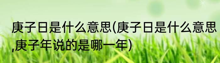 庚子日是什么意思(庚子日是什么意思,庚子年说的是哪一年)