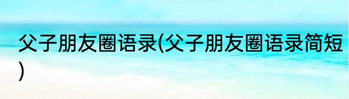 父子朋友圈语录(父子朋友圈语录简短)