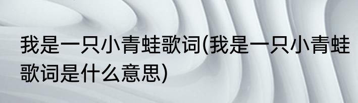 我是一只小青蛙歌词(我是一只小青蛙歌词是什么意思)