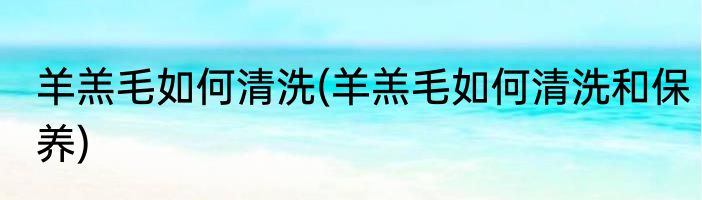 羊羔毛如何清洗(羊羔毛如何清洗和保养)