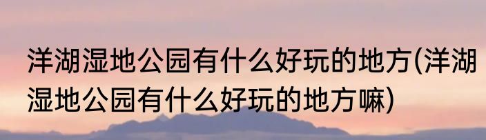 洋湖湿地公园有什么好玩的地方(洋湖湿地公园有什么好玩的地方嘛)