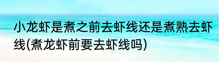 小龙虾是煮之前去虾线还是煮熟去虾线(煮龙虾前要去虾线吗)