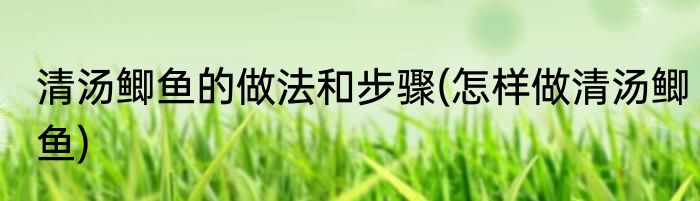 清汤鲫鱼的做法和步骤(怎样做清汤鲫鱼)