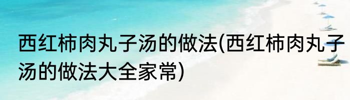 西红柿肉丸子汤的做法(西红柿肉丸子汤的做法大全家常)