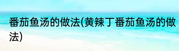 番茄鱼汤的做法(黄辣丁番茄鱼汤的做法)