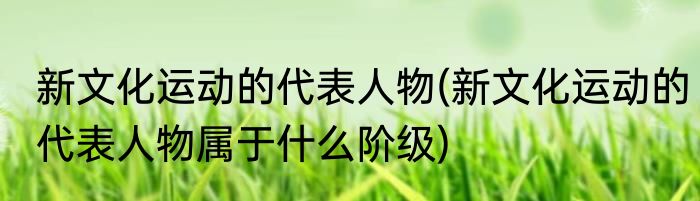 新文化运动的代表人物(新文化运动的代表人物属于什么阶级)