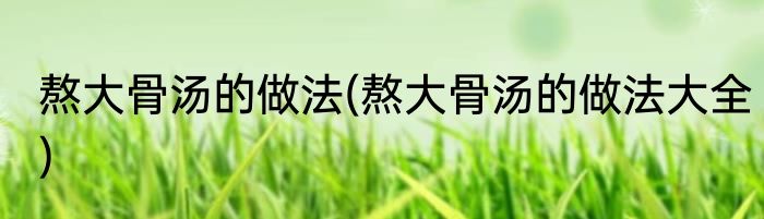 熬大骨汤的做法(熬大骨汤的做法大全)