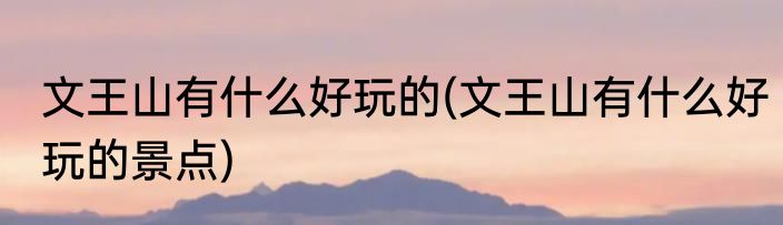 文王山有什么好玩的(文王山有什么好玩的景点)