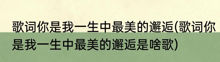 歌词你是我一生中最美的邂逅(歌词你是我一生中最美的邂逅是啥歌)