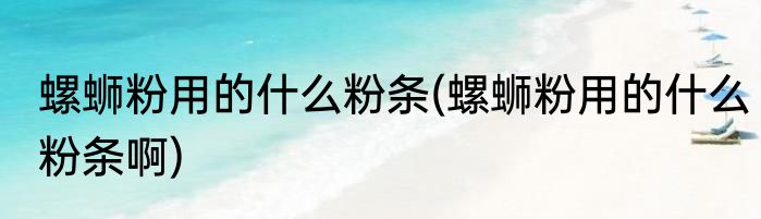 螺蛳粉用的什么粉条(螺蛳粉用的什么粉条啊)