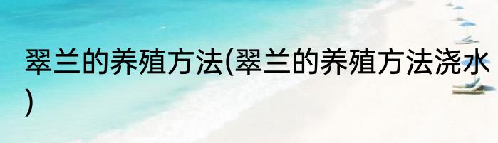 翠兰的养殖方法(翠兰的养殖方法浇水)