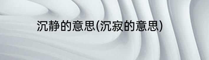 沉静的意思(沉寂的意思)